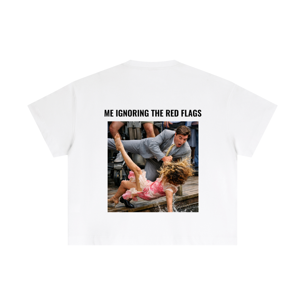 red flag,t shirt,graphic,love,breakup,situationship,carrie bradshaw