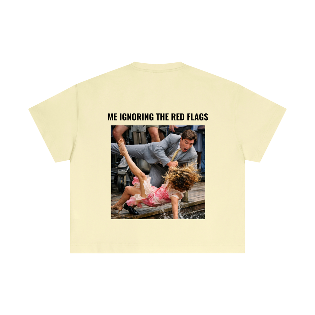 red flag,t shirt,graphic,love,breakup,situationship,carrie bradshaw