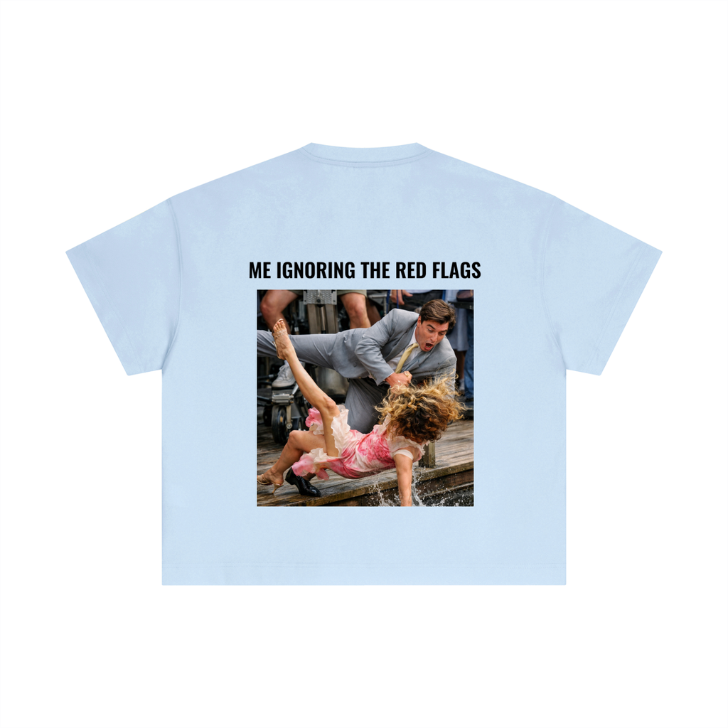 red flag,t shirt,graphic,love,breakup,situationship,carrie bradshaw